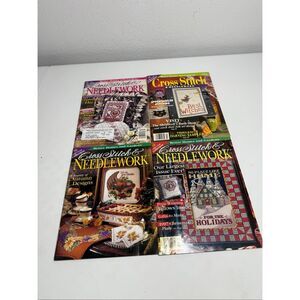 VTG Lot 4 Cross Stitch Pattern Magazines, Halloween Autumn Holiday Valentine’s